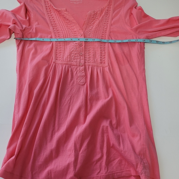 Charter Club Women's Size Medium Top 3/4 Sleeve Roll Tab Sleeve High-low hem - Picture 9 of 10
